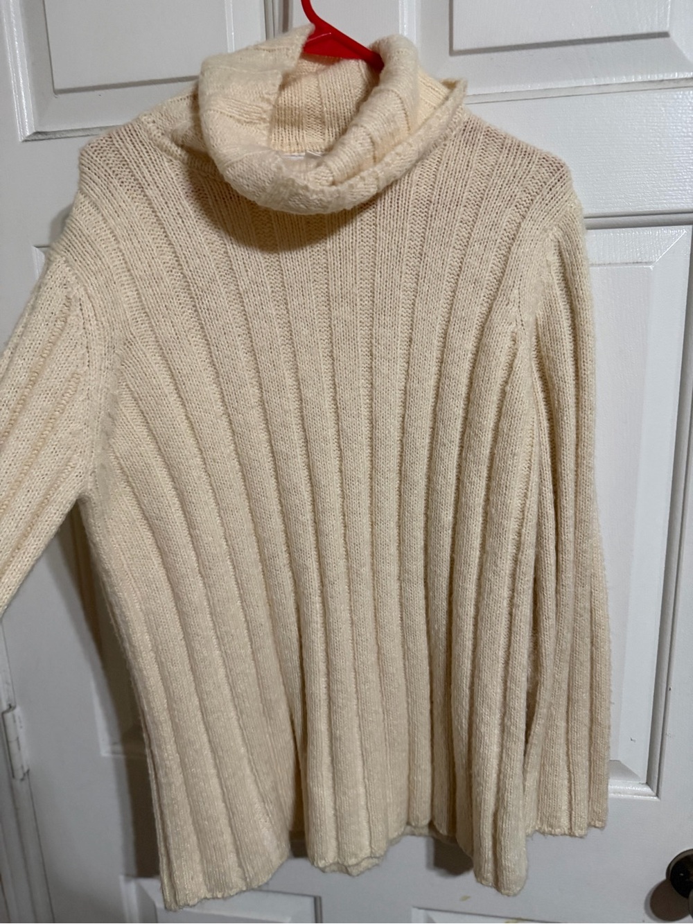 Jones New York Cream Ribbed Cowl-Neck Sweater